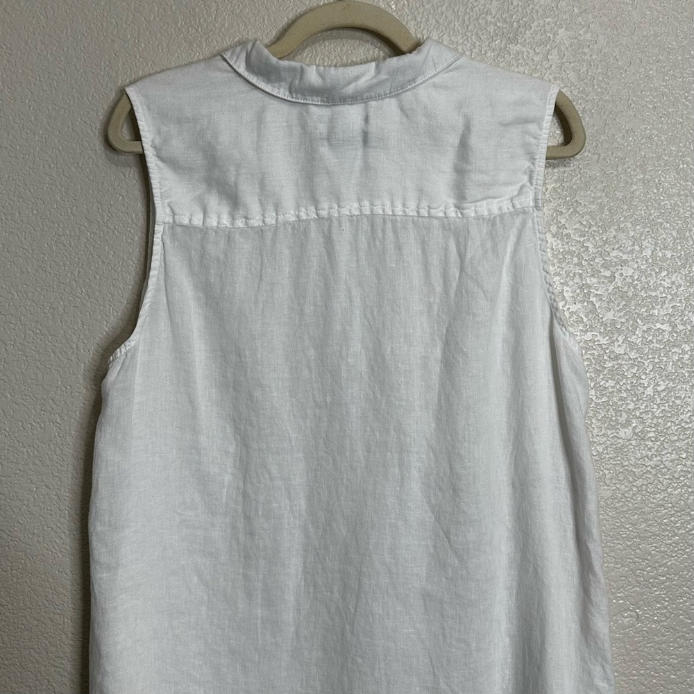Jones New York 100% Linen White Sleeveless Button Down Tunic Top, Size XL - Picture 7 of 11